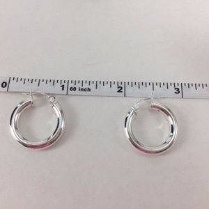 Hoop Silver earrings Click lock earrings 23mm .925